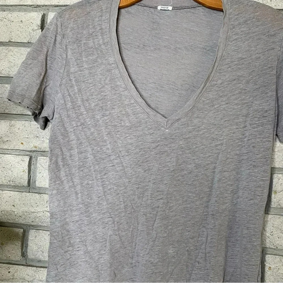 Monrow Oversized Linen V Neck Tee Shirt Top - Picture 6 of 8